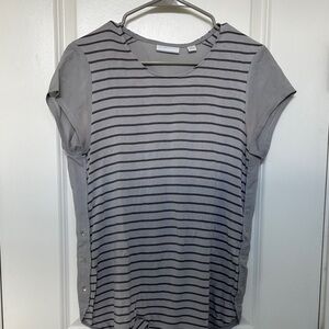 New York & Company Gray and Black Striped Tee
